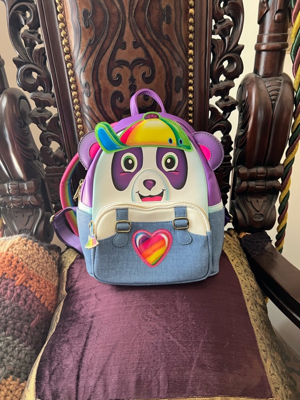 Lisa Frank Purple Panda Rainbow Hat Mini Backpack